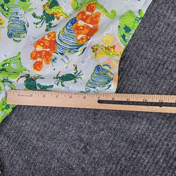 Peter Millar Swim Trunks Mens M Blue Fish Seaside Lined Beach Ocean Pockets - Picture 7 of 8